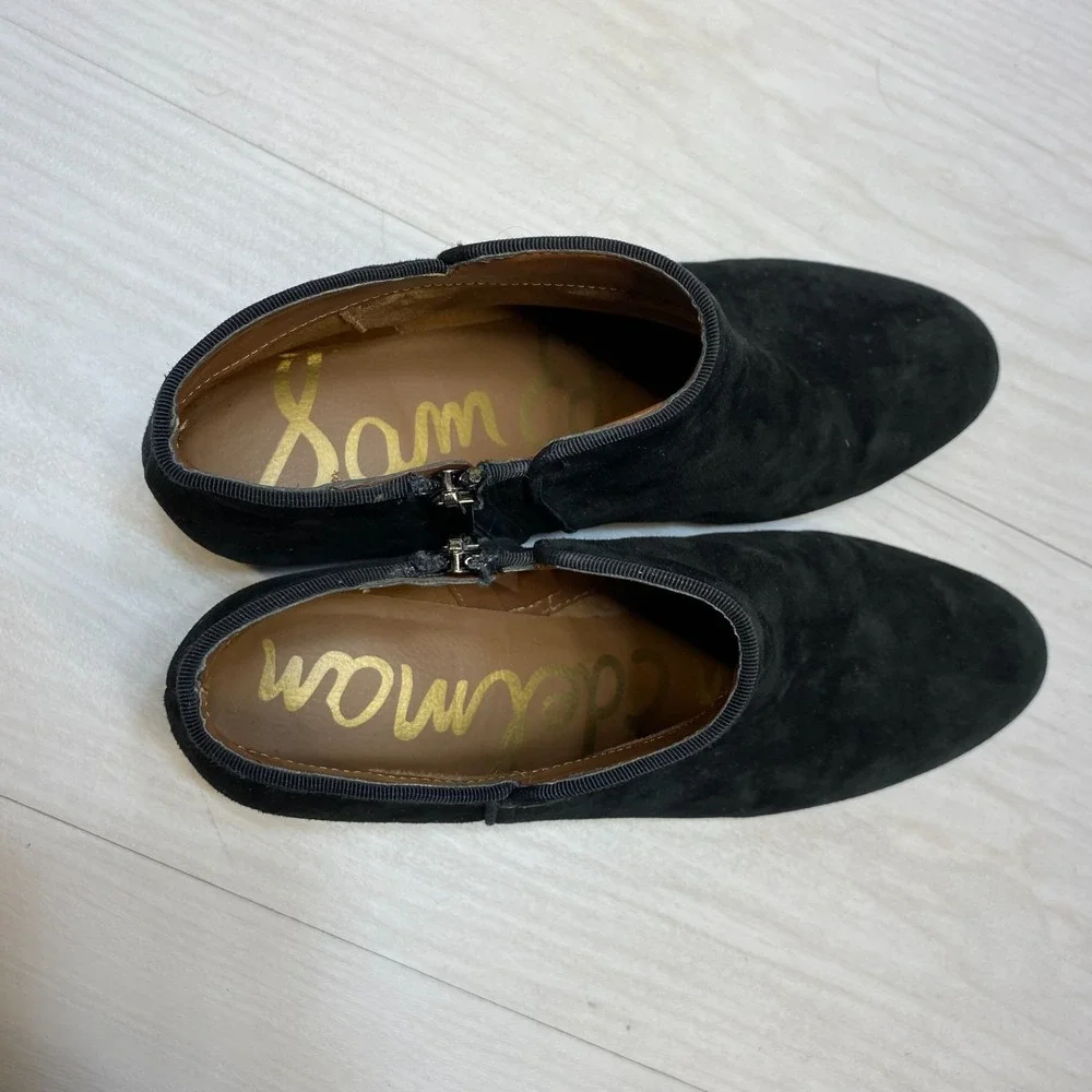 Sam Edelman Petty‎ Ankle Booties Womens Size 9M Black Suede Leather Side Zipper